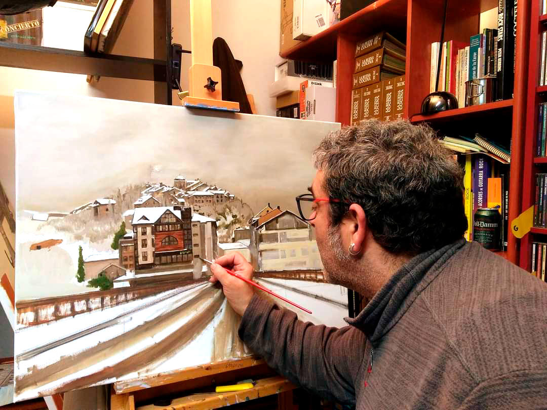 Sisco Renau pintant un quadre